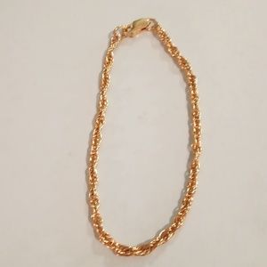 Gold plated sterling silver twisted chain bracelet 7 1/2 inches